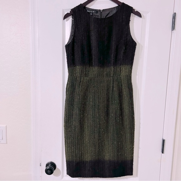 Lafayette‎ 148 Brown Green ombré Sleeveless Women’s Dress Size 4 Bodycon Tweed